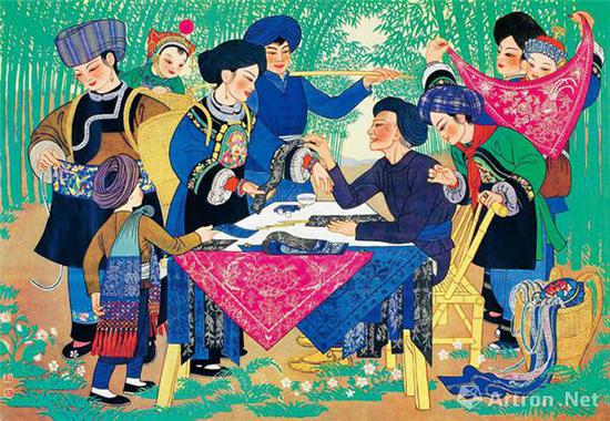 �����ȡ������ա��������������ˡ� 47cm��67cm 1958�� ֽ��ˮ�� �й������ݲ�