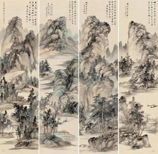 ���� ɽˮ���� 1937���� ��ɫֽ�� 242��61.6 cm