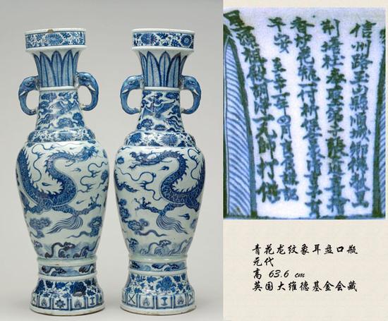 元青花云龙纹象耳大瓶,甚俗