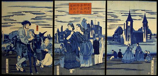 《华盛顿之景铜板写生》,歌川芳员,1861