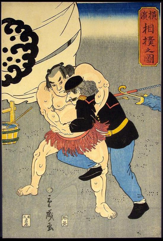 《横滨的相扑比赛图》,1861