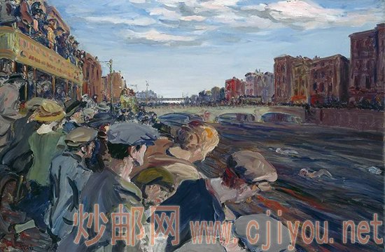 杰克·巴特勒·叶芝,《利菲河上的游泳比赛》(The Liffey Swim),1923年,? 爱尔兰国家美术馆(都柏林)